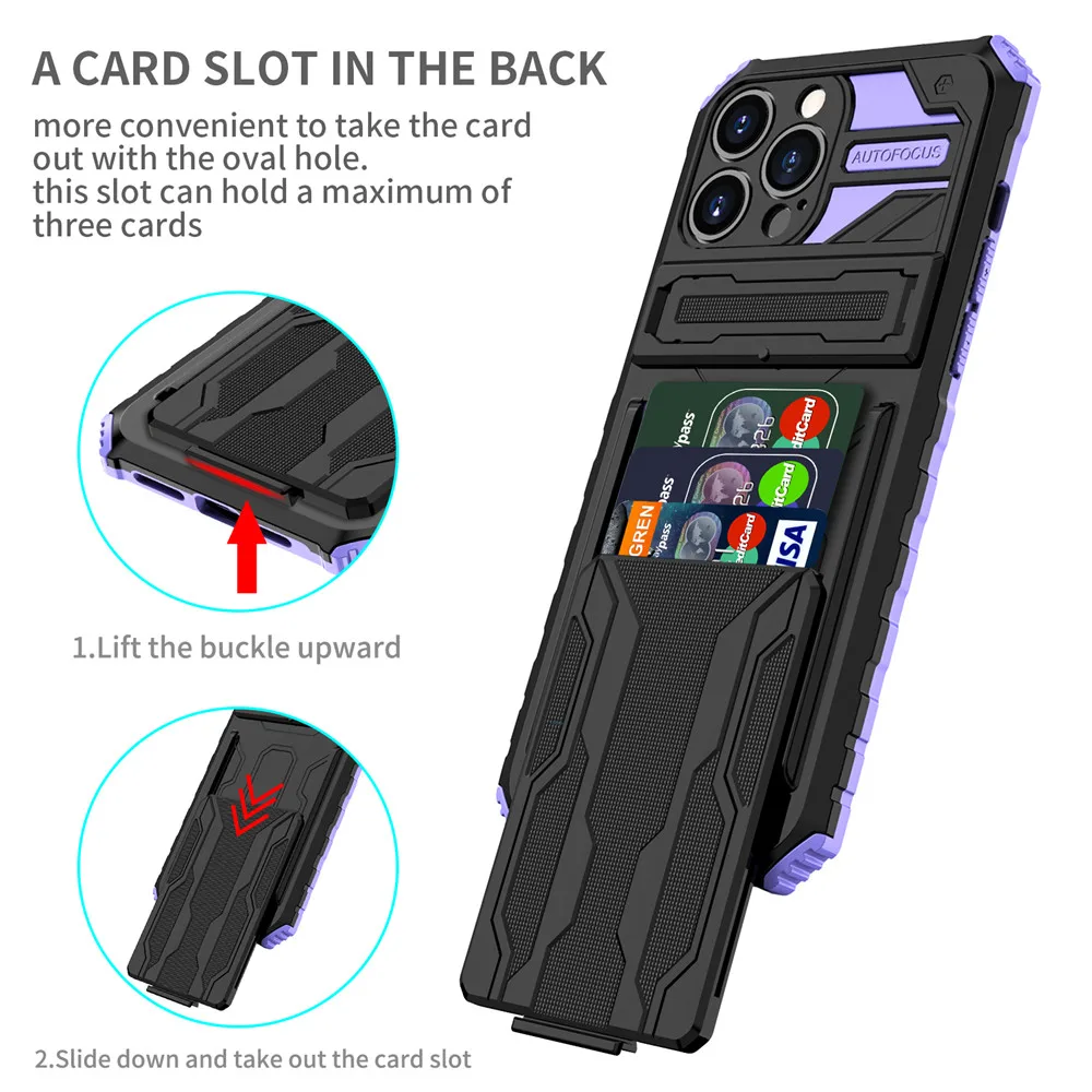 

Armor Case For iPhone 14 Pro Max Case iPhone 14 Pro Heavy Duty Kickstand Card Slot Armor Cover For iPhone 14 Plus 14 Pro Funda