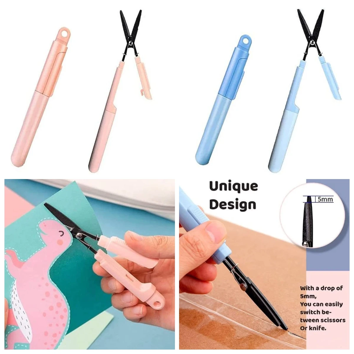 

Cute Multifunctional Stationery Scissors Pen Style Compact Portable Paper Cut Student Kid Art Cutting Tool Kawaii Art Stationery