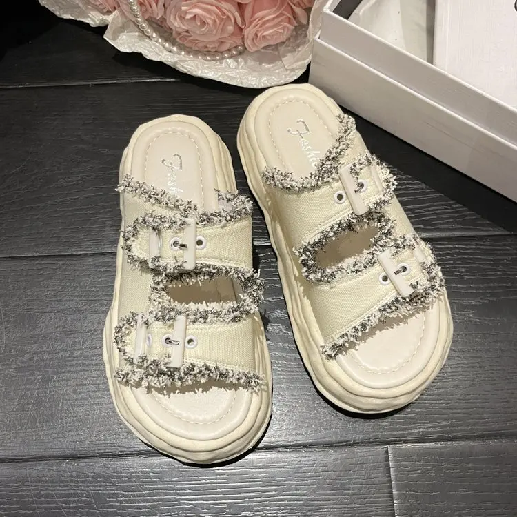 

Summer Slippers Women's New Platform Fashion Sandals Simple Indoor Fashion Slippers Breathable One Line Sandals Womens Shoes