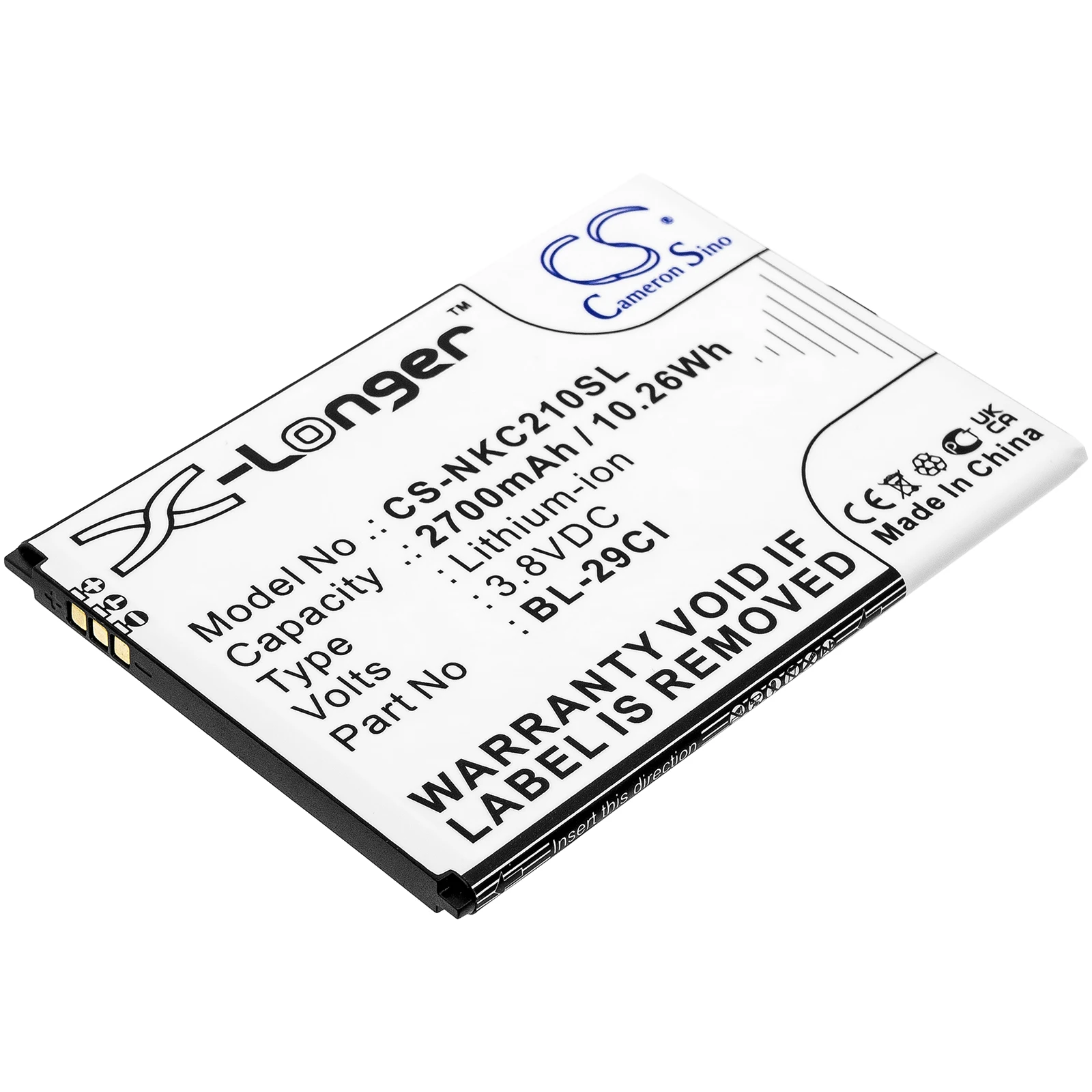 

CS Mobile SmartPhone Battery for Nokia C21 Fits BL-29CI 2700mAh/10.26Wh Li-ion 3.80V CS-NKC210SL