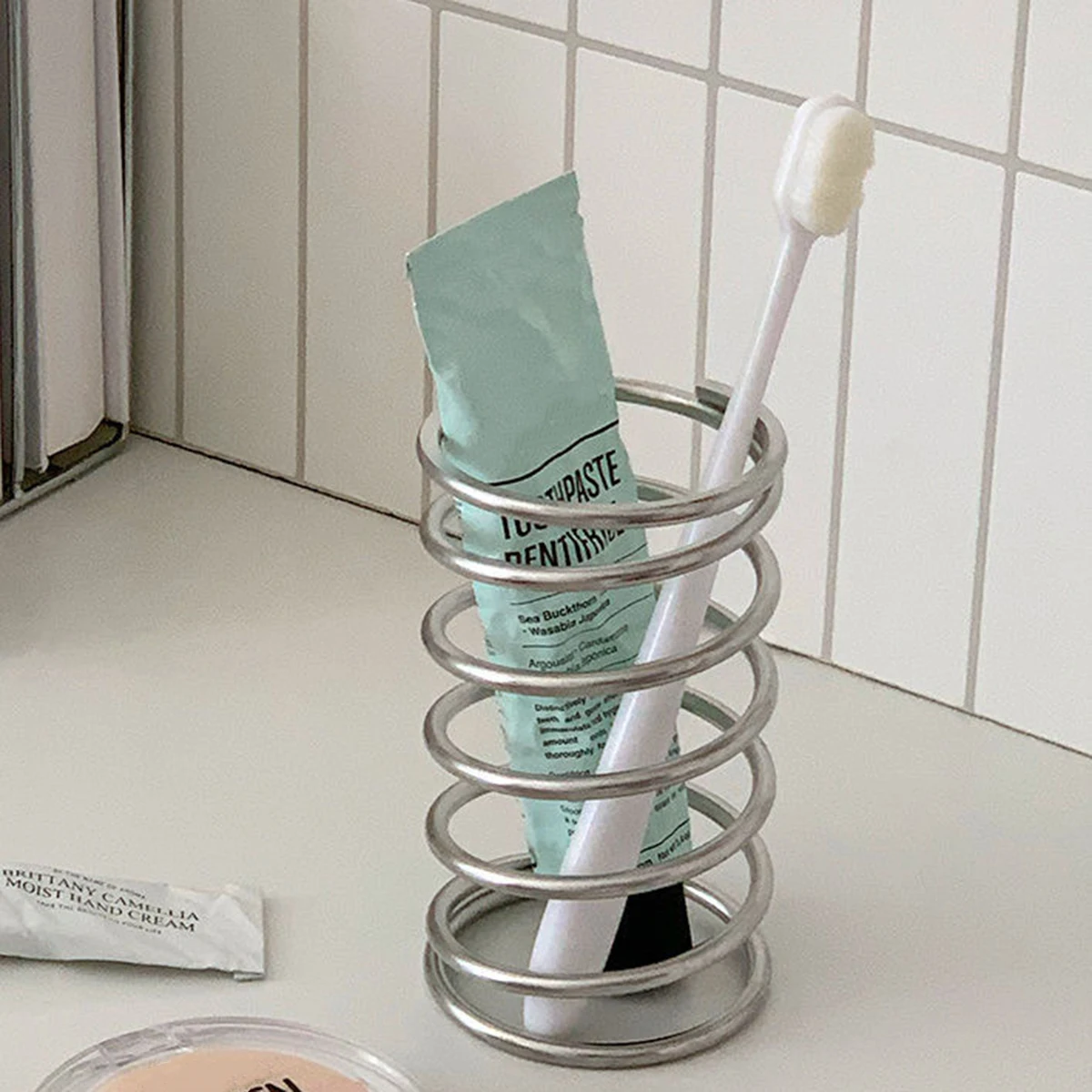 Держатель для зубных щеток Весенний держатель ручек из нержавеющей стали