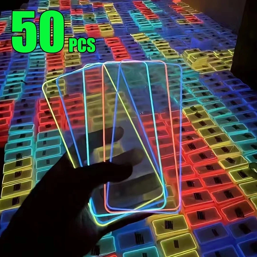 Luminous Tempered Glass 9H Screen Protector Fluorescent Film For iPhone 14 Pro Max 13 Mini 12 11 XS XR X 8 7 6 Plus