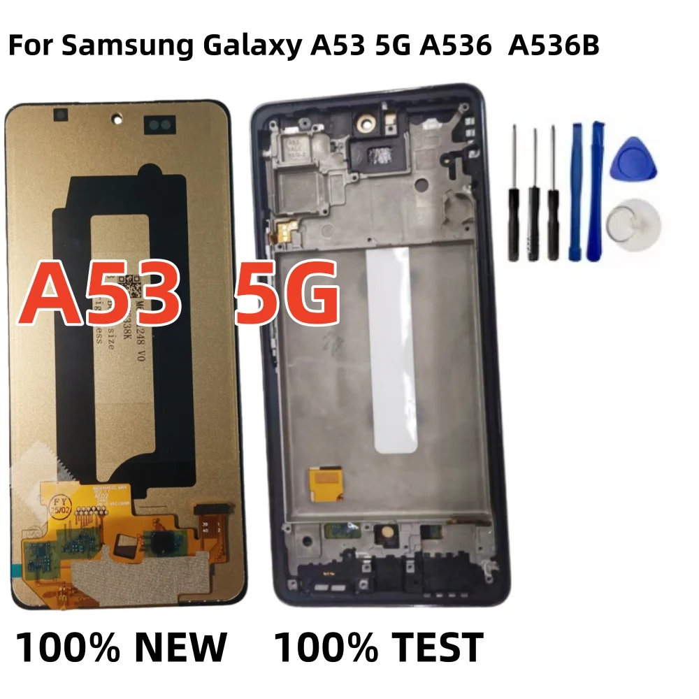 Фото НОВЫЙ OLED-дисплей для Samsung Galaxy A53 5G A536 A536B A536U 536E, сменная панель сенсорного экрана с рамкой ЖК-дисплея в сборе №1