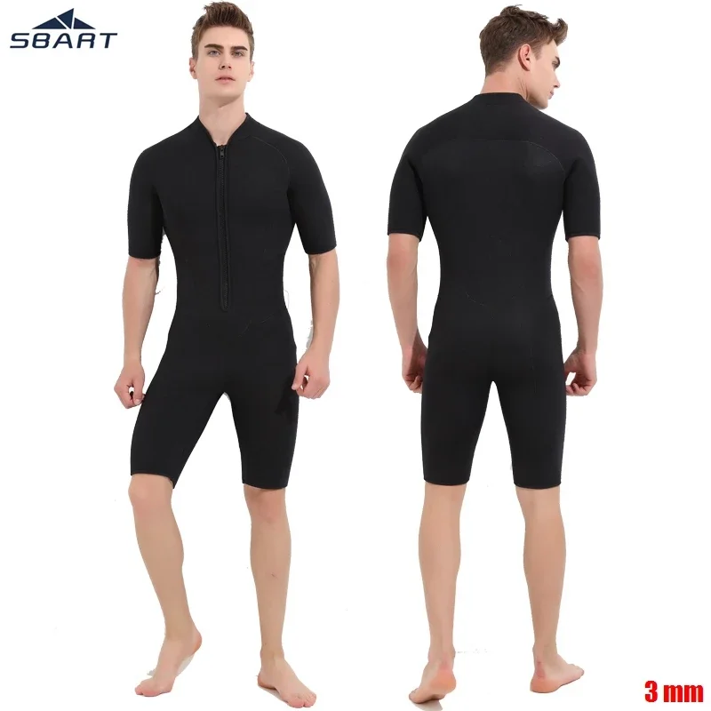 SBART 3MM Neoprene Wetsuits Men for Swimming Scuba Diving Surf Equipment One Piece Short Sleeve Wet Suit Triathlon