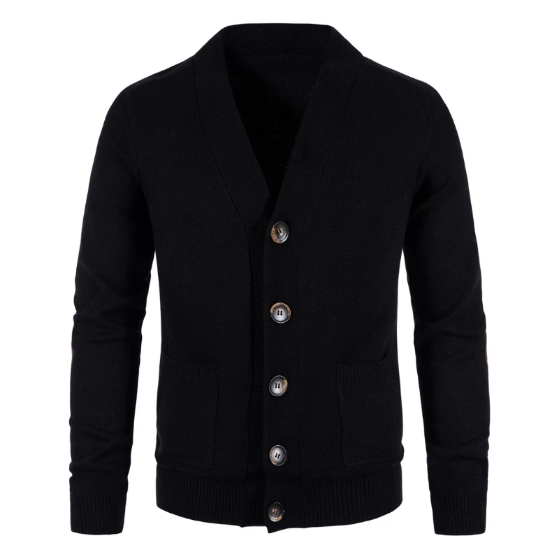 5 Colors Optional High Quality Autumn and Winter Men's Cardigan Sweater Knitted Jacket Pure Color Thickened Casual Male Sweater