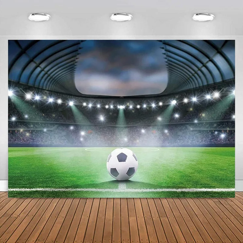 

Soccer Field Backdrop Spotlight Football Stadium Background for Photography Boy Kid Birthday Party Banner Baby Shower Decoration