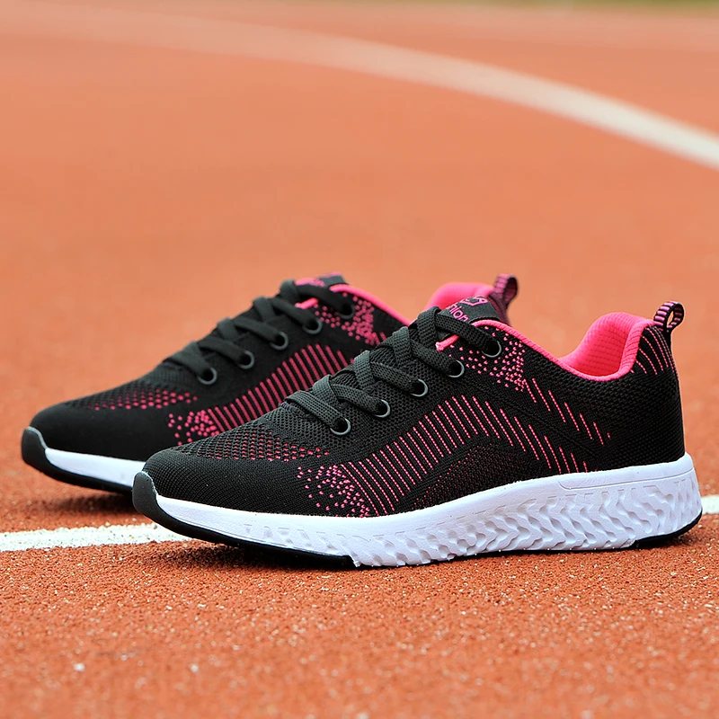 2022 Fashion Leisure Spring Women's Flat Shoes Breathable Weave Soft Lightweight Women's Sneakers Putdoor School Women Sneakers