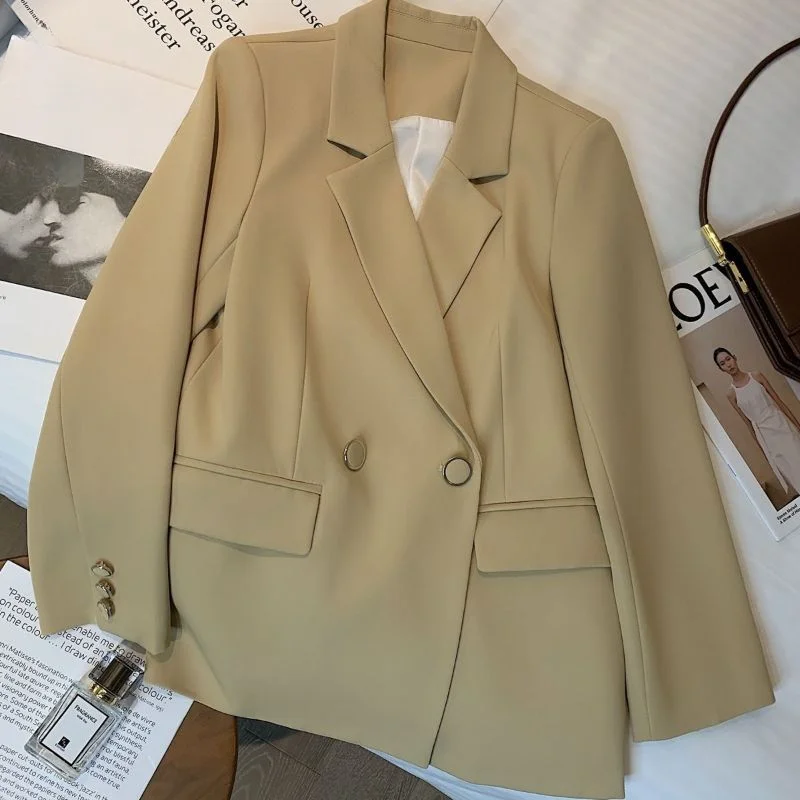 

Women's Blazers Spring Elegant England Style Office Ladies Unisex Casual Notched Vintage Minimalist Long Sleeve Coats Harajuku