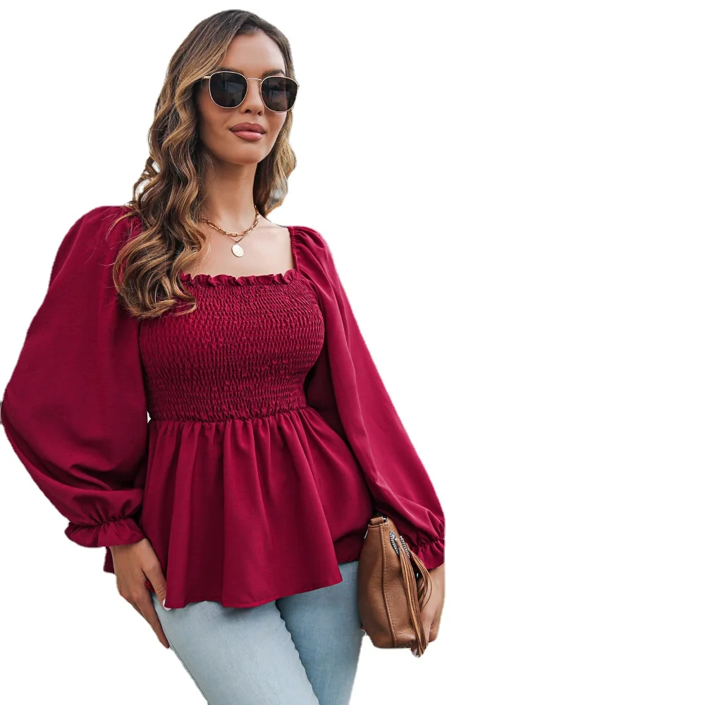 

Женская шифоновая рубашка с длинными рукавами и боковым воротником