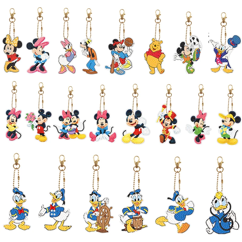 

Disney Mickey Mouse Diamond Painting Keychain DIY Diamond Mosaic Keychain Pendant 5D Rhinestone Embroidery Handcrafts Woman Gift