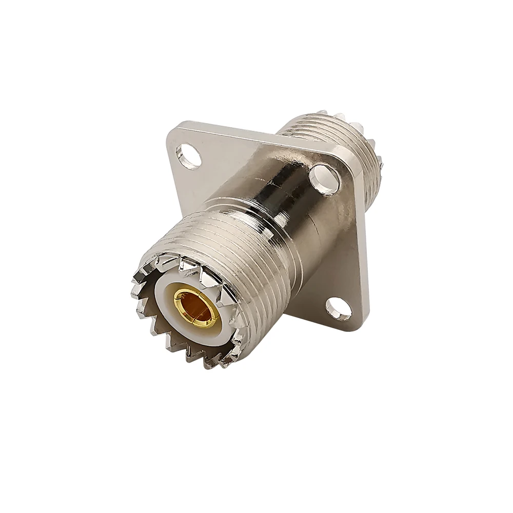 1Pcs RF Adapter UHF SO239 Female to UHF SO-239 Female 4 Hole Flange Panel Mount Coax Connector For Radio Antenna Cable Extention