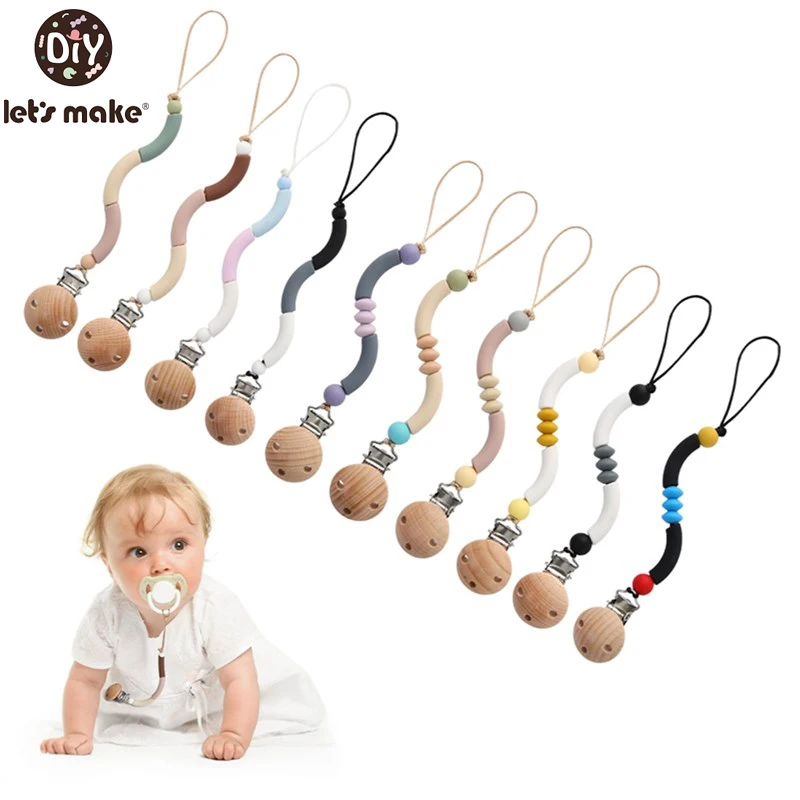 

Цепочка для соски-пустышки деревянная, без бисфенола А