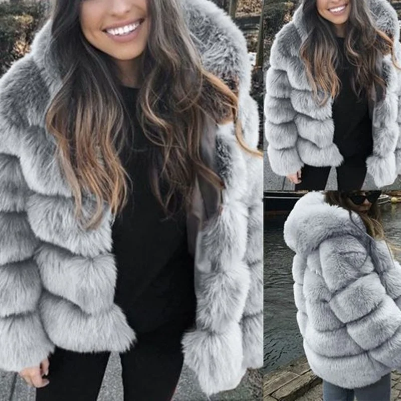 Faux Fox Fur Coats Female Fur Jacket Casual Party Overcoat Fluffy Faux Fur Coat Women Winter Jacket Fashion Thick Warm Overcoat