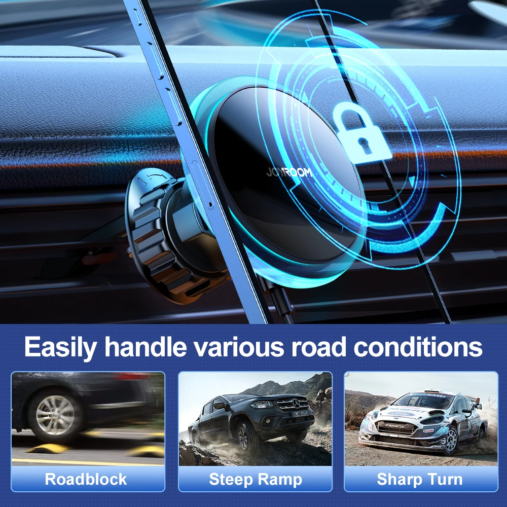 Joyroom Magnetic Car Phone Holder Fast Wireless Charging Phone Holder in Car Charger for iPhone 12 13 14 Series Stable Holder