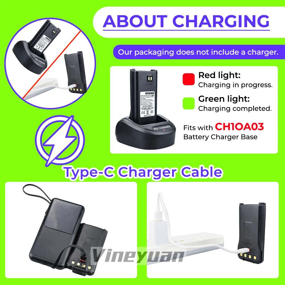 Фото Литий-ионный аккумулятор HYT BL2001 2000 мАч Type-C USB для радиостанций Hytera TC-610, TC-610P, TC-618, TC-620, TC-626, BL1204 №2