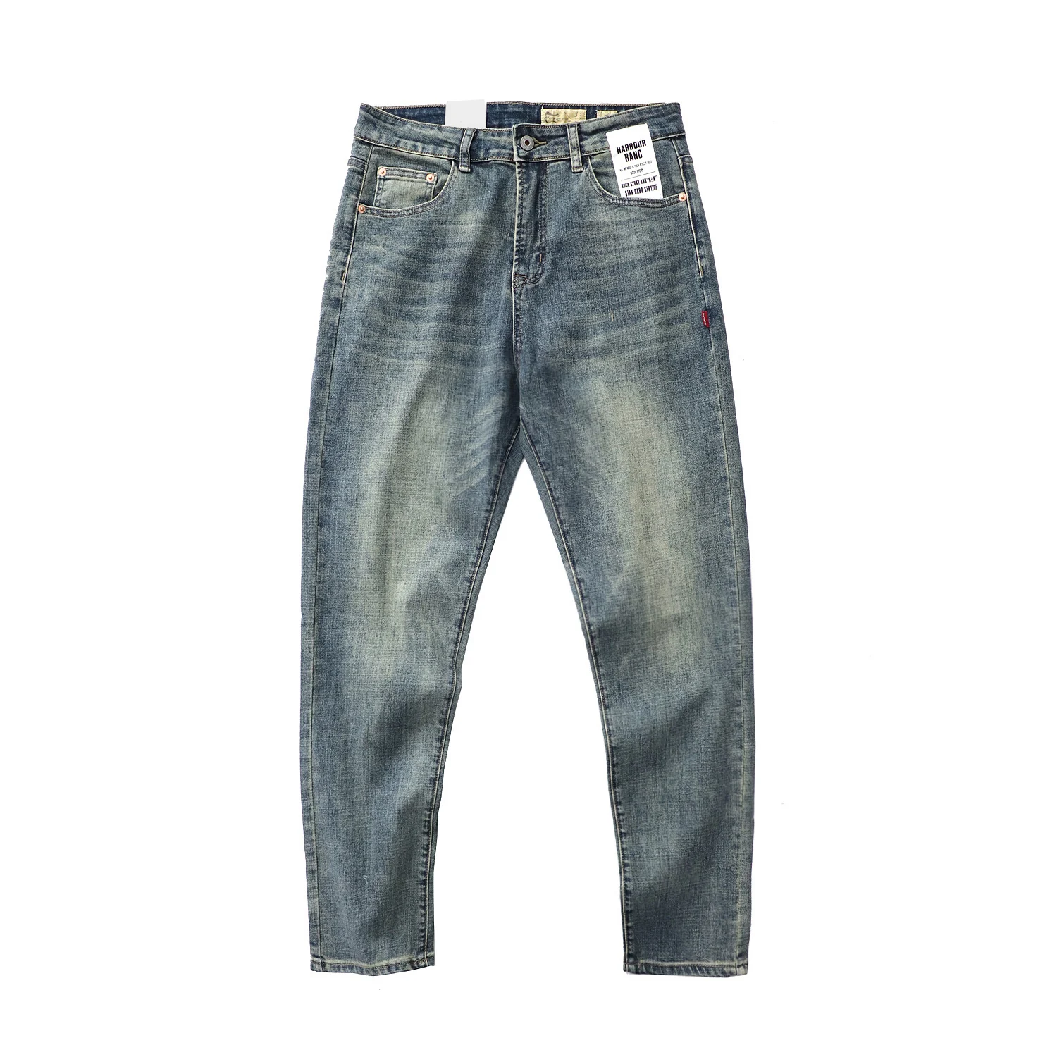 

New casual trousers men's American retro wash to do old stretch slim straight leg jeans