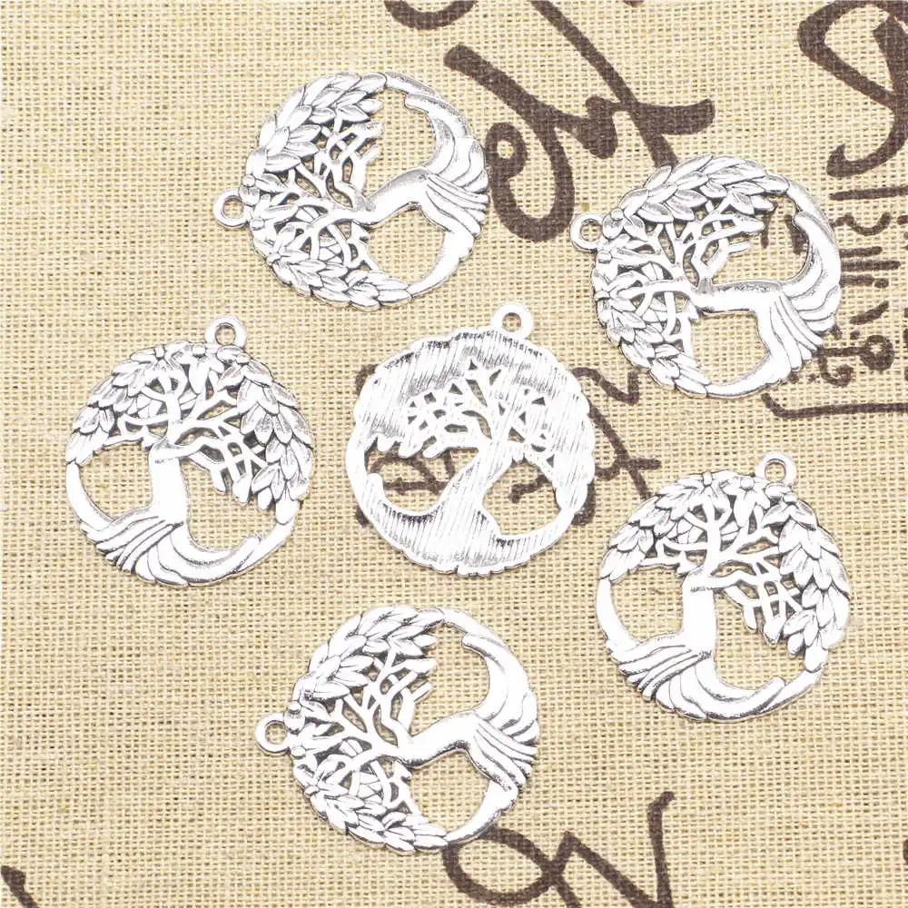 

Tree Of Life Charm For Bracelet Pendants Girls Craft 30X34mm Antique Silver Color 5 Pieces