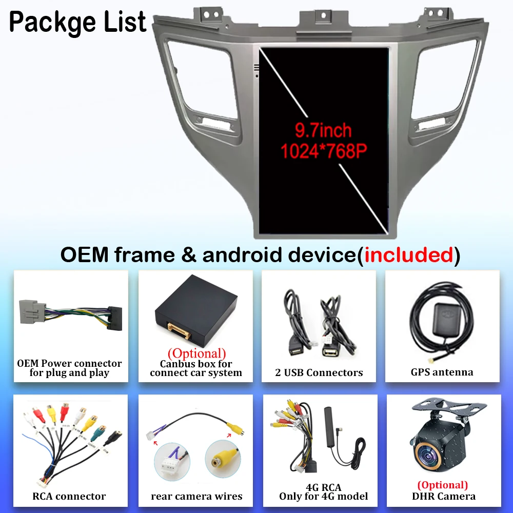 9 7-дюймовый Android 13 для Hyundai Tucson 2016-2018 Автомобильный радиоприемник ADAS Видеоплеер DVD