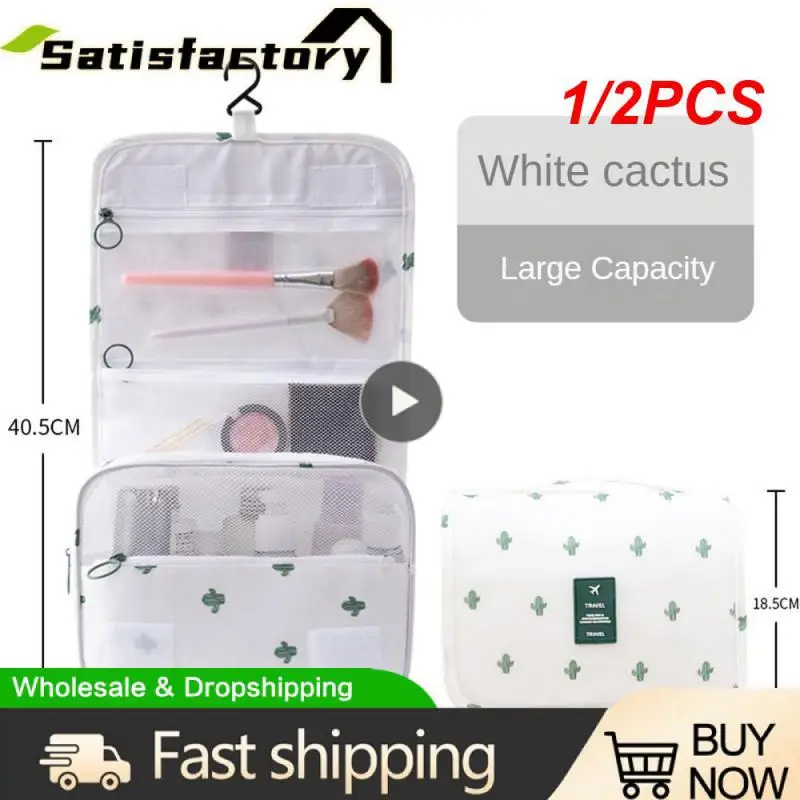 

1/2PCS High Quality Women Makeup Bags Travel Cosmetic Bag Toiletries Organizer Waterproof Storage Neceser Hanging Bathroom Wash