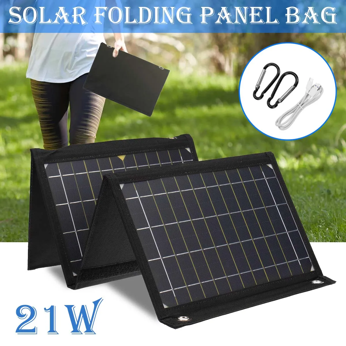 

21W 5V Solar Panel Portable Folding Bag USB Output Solar Charger Outdoor Power Supply for Mobile Phone Power Generator