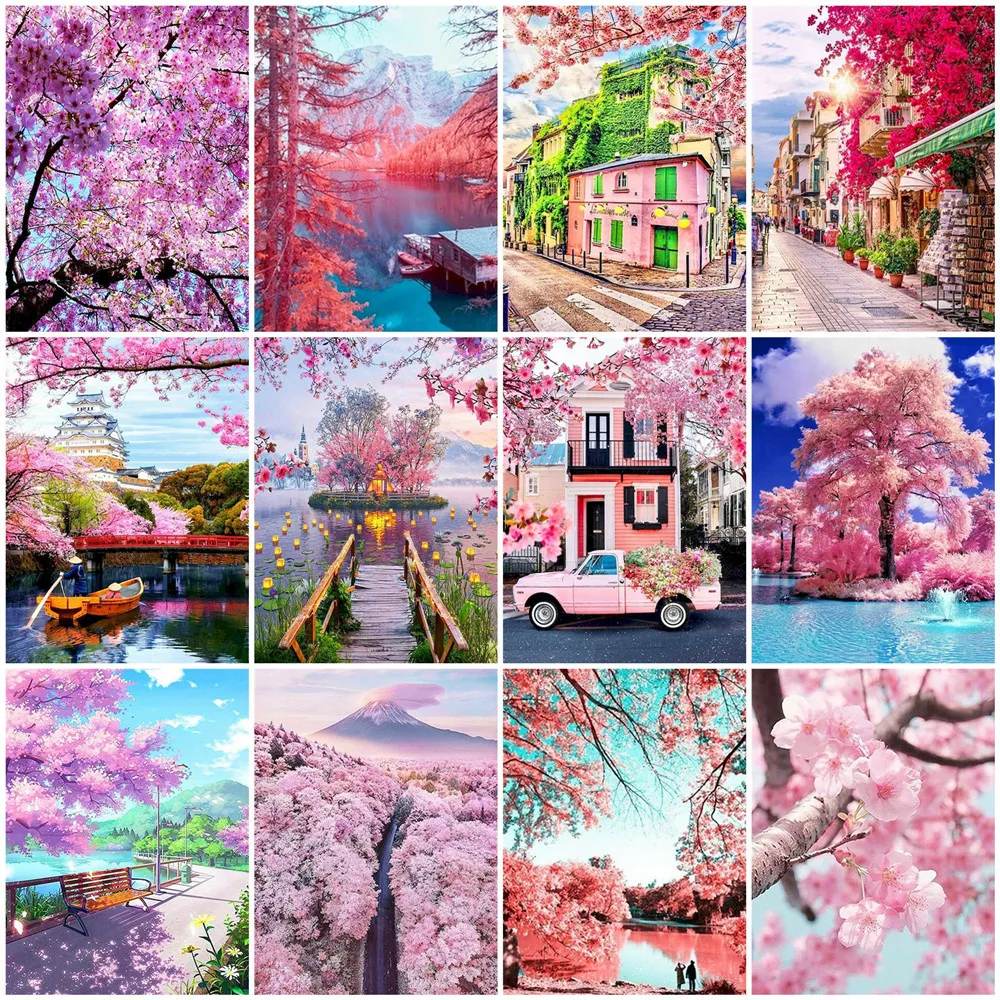 

Алмазная вышивка Huacan Sakura живопись пейзаж полный квадрат/круглый мозаичное дерево персонализированный подарок Украшение стен