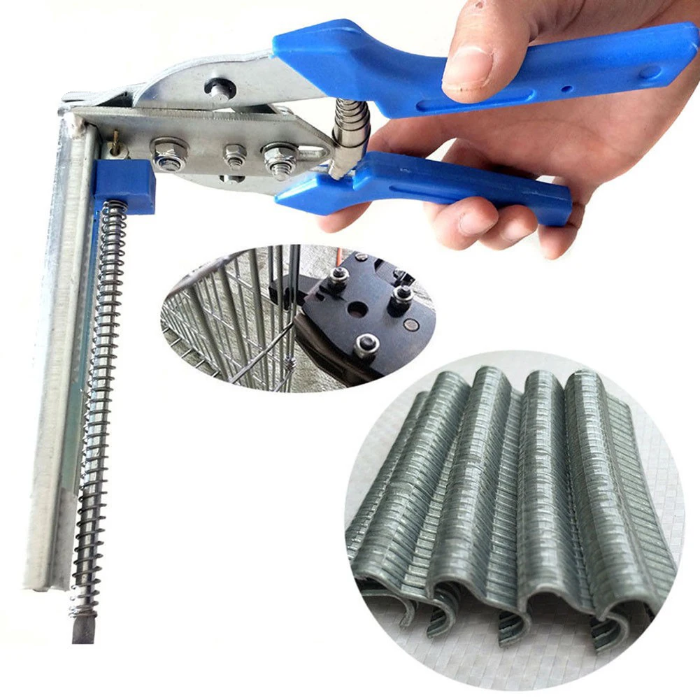 

2022 Fastening Clamp Installation Poultry Cage Pliers 600 Nails Chichen Rabbit Fox Bird Dog Cage Clamp Installation Kit