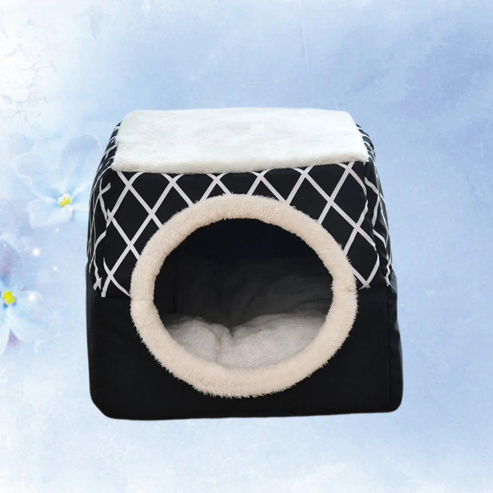 

Space Capsule Pet Bed Cat Bed Puppy House Foldable Nest Creative Half-closed Four Seasons Cat Sleeping Bed (Black, Size L)