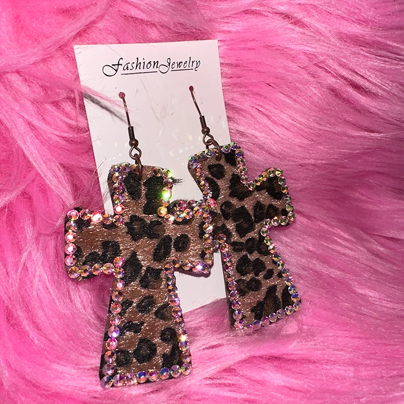 Женские серьги с леопардовым принтом Y2K