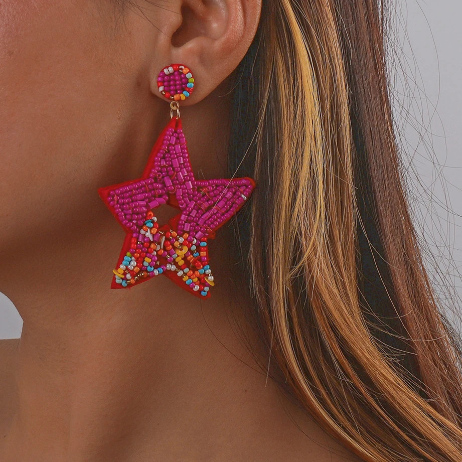 

2022 New Sequined Starfish Shell Beaded Earrings Party Accessories