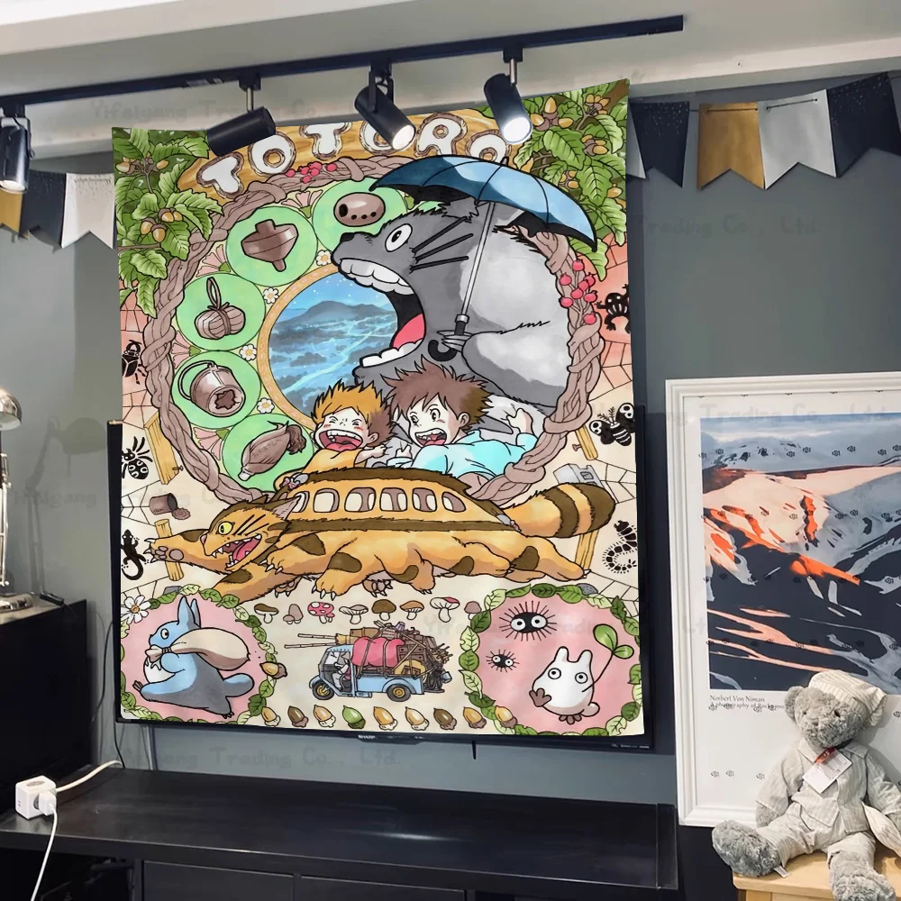 Хаяо Миядзаки мультфильм Тонири нет Тоторо красочный гобелен настенное