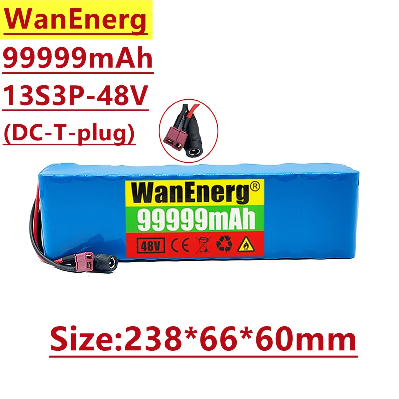 

Lithium ion battery pack, 13s3p, 48V / 54.6V, 9999mah, 1000W, suitable for electric bicycle, electric flying car, built-in BMS