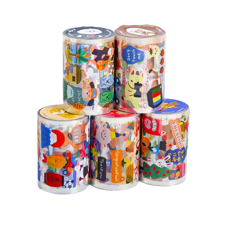 

Прозрачные наклейки для дневника, водонепроницаемые наклейки для дневника, прозрачная клейкая лента с милым рисунком