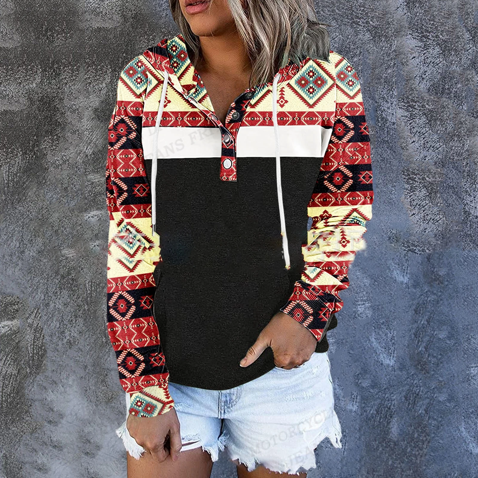 

Vintage Hoodie Women Fashion Pocket African Women Hoodies Button UP Hoodies Sweatshirts Y2k Clothes Native Pullovers Girl Coats