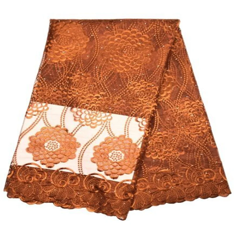 

Orange African Lace Fabric 2022 French Milk silk Lace Fabric Bridal High Quality Stones Net Tulle Lace For Women Dresses