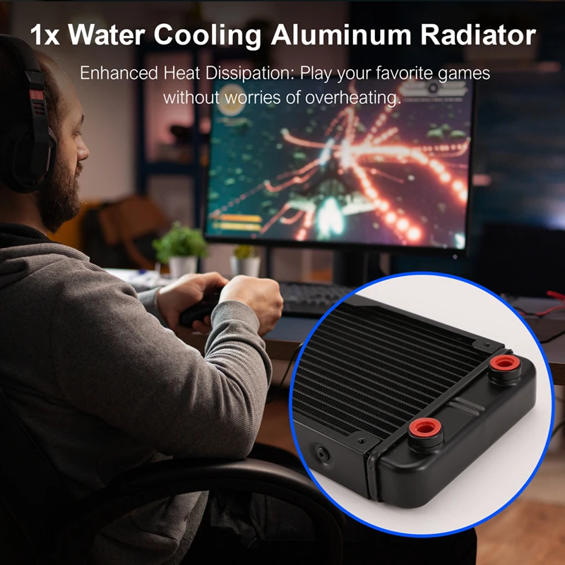 Алюминиевый радиатор водяного охлаждения 18 труб 360 мм для компьютера