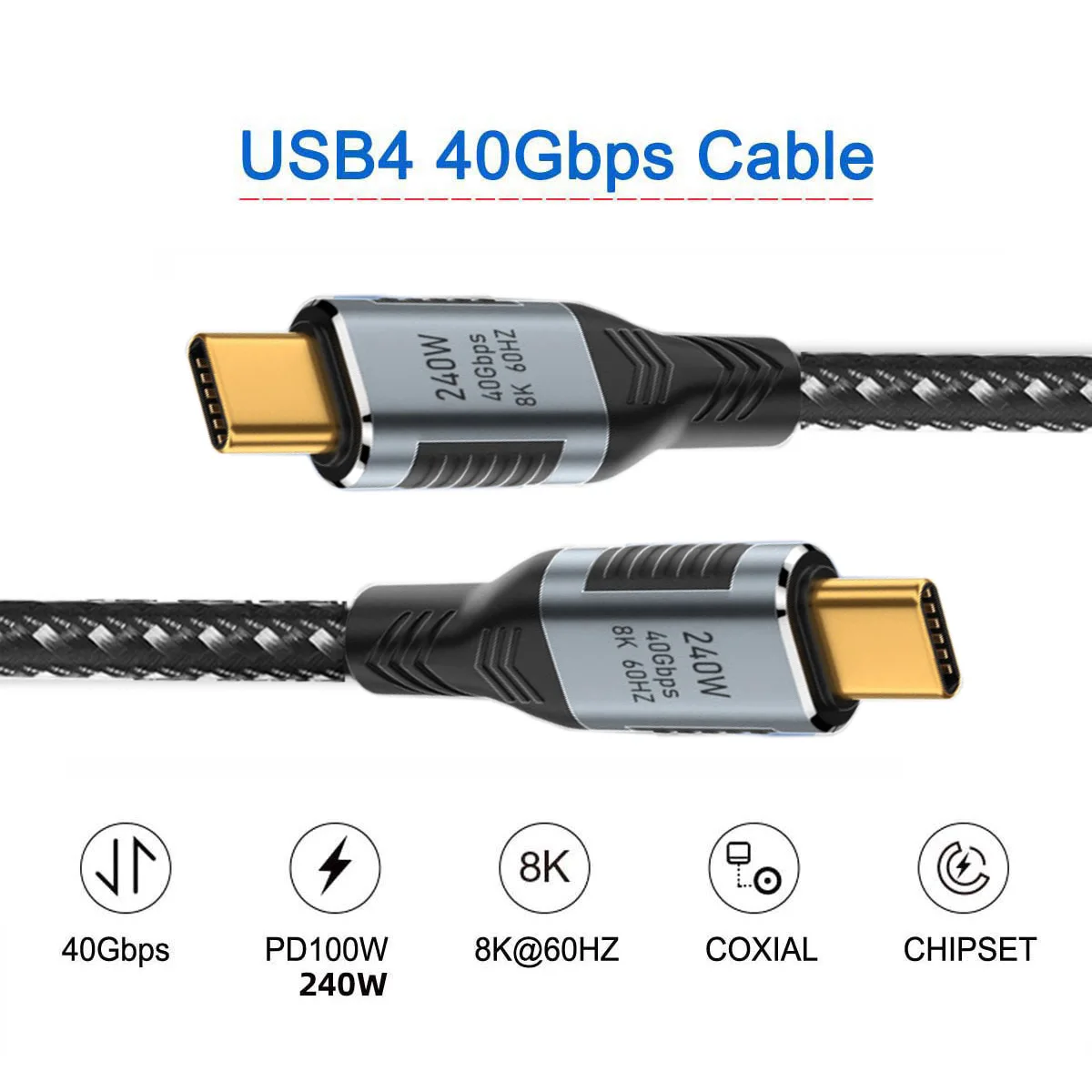 

Xiwai USB C Cable USB4 240W 40Gbps USB 3.1 100W 8K@60Hz 5K Thunderbolt3/4 Charging Data Cable