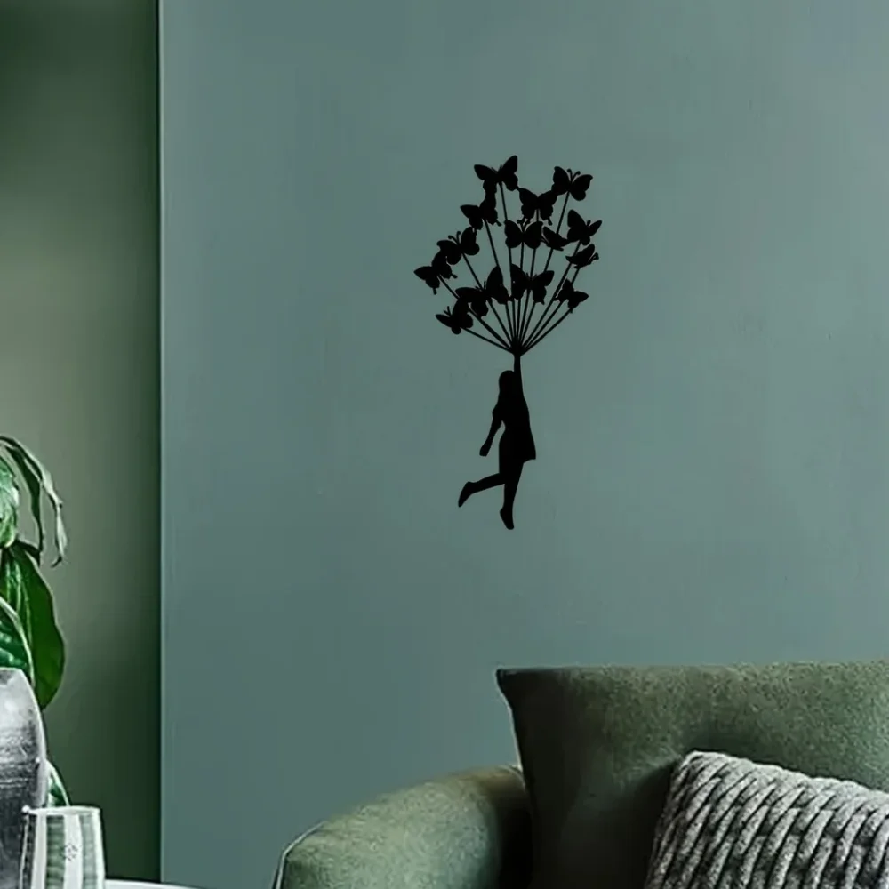 Черное Металлическое Украшение На Стену С Элегантностью Charismatic Butterfly Touch Для Дома