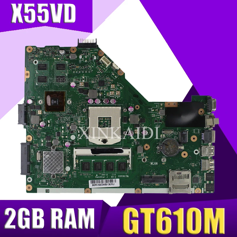 

XinKaidi X55VD Laptop motherboard for ASUS X55VD X55V X55 Test original motherboard REV2.1/REV2.2 GT610M 2GB RAM