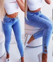 2022 new womens pants hot diamond hollow elastic skinny jeans street trendsetter small leg jeans