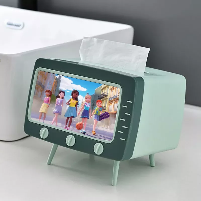 

NEW Functional TV Shape Tissue Box Mobile Phone Holder Desktop Decoration Kitchen Napkin Holder Living Room Sundries Organizer