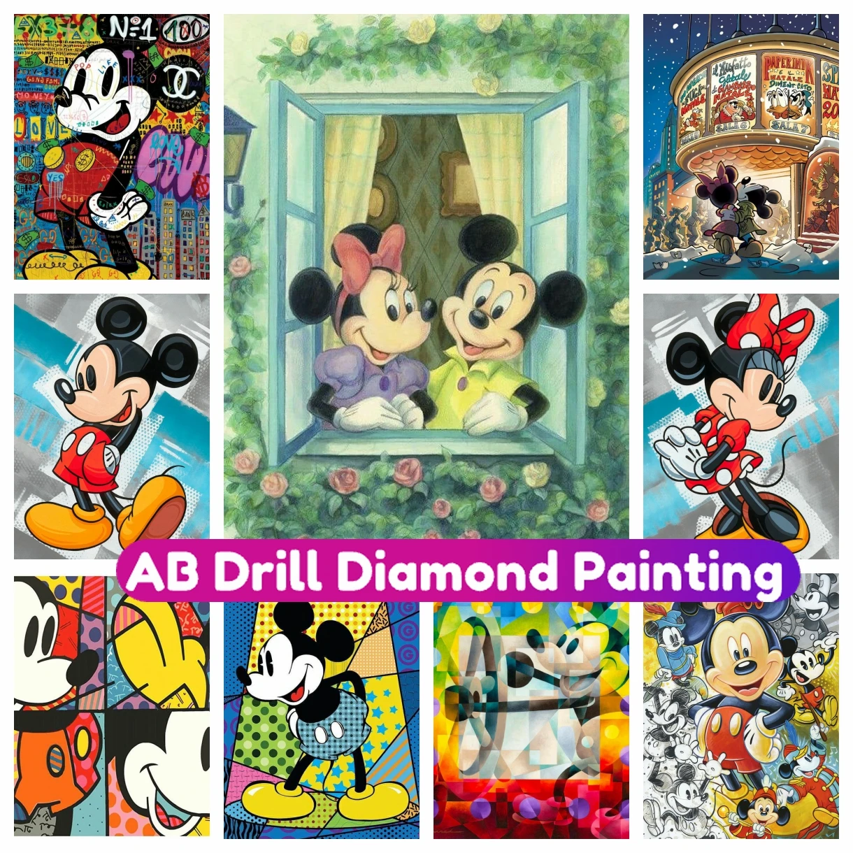 

Disney Mickey Mouse Cartoon AB Diamond Painting New Arrivals 5D DIY Full Cross Stitch Kit Mosaic Embroidery Home Decor Kid Gif