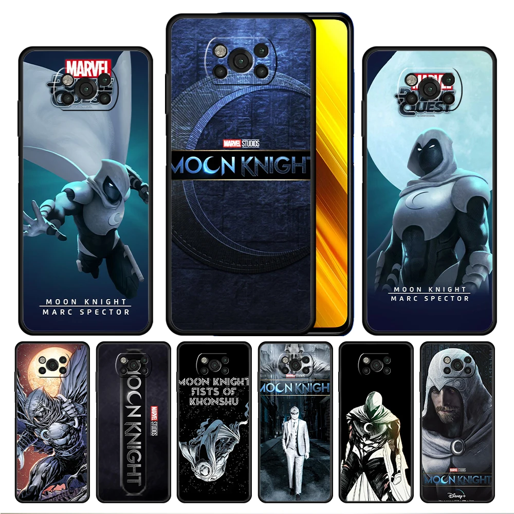 

Marvel Moon Knight Hero Case Cover for Xiaomi Poco X3 NFC X4 F1 F2 F3 Redmi Note 9s 9 8 8T 10 11S Pro Black Trend Coque
