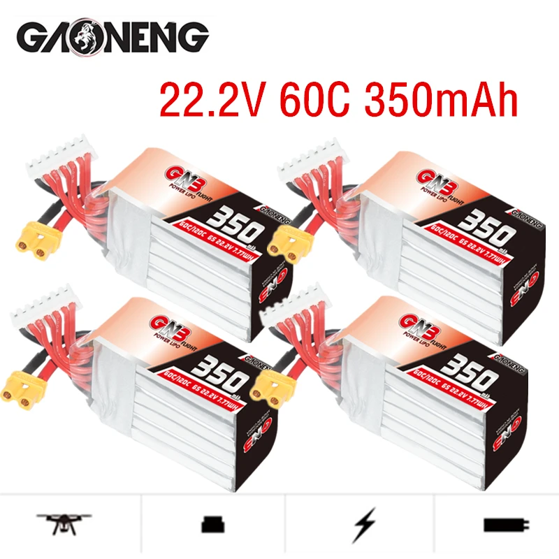 

GNB 6S 22.2V 350mAh 60C/120C Lipo Battery For Four-Axis FPV Racing Drone RC UAV Helicopter Parts 22.2V Battery With XT30 Plug