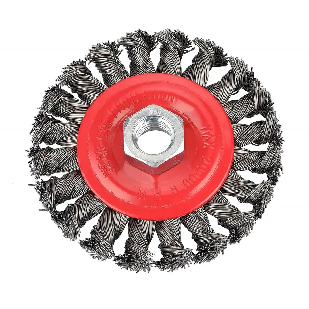 

Twisted Wire Wheel Brush Functional Hard Arbor Steel Knot Wearable Angle Grinder Twist Rust Removal Tools for Outdoor