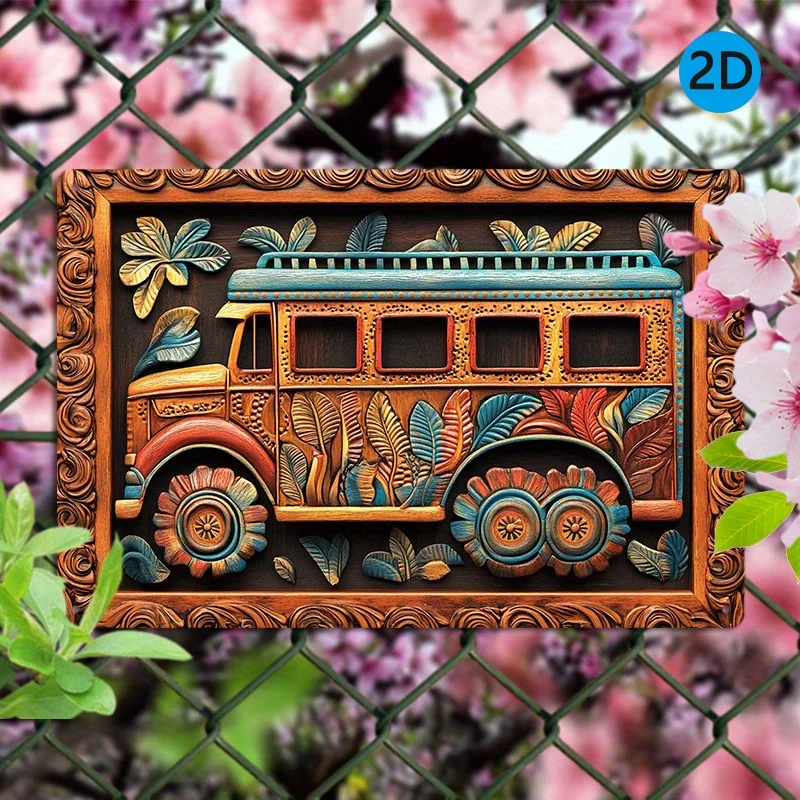 1 шт. алюминиевый настенный рисунок в винтажном дизайне автобуса