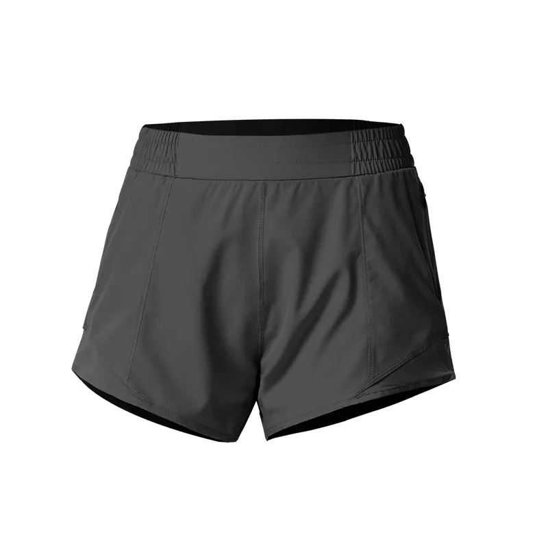 Women's Summer Shorts Fake Two Pieces Polyester Breathable Shorts with Side Zipper Pocket Gym Fitness Running Workout Sportwear