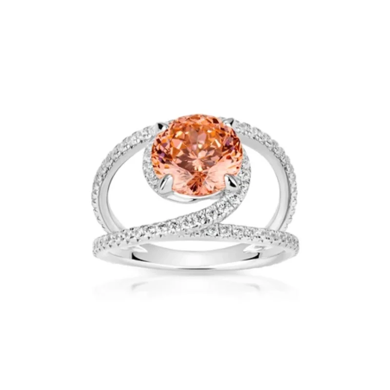 Фото Кольцо CAMEO из серебра 925 пробы с синтетическим цирконом, оригинальный дизайн, камень «Ангельский глаз» оранжевого цвета Fantawild №2