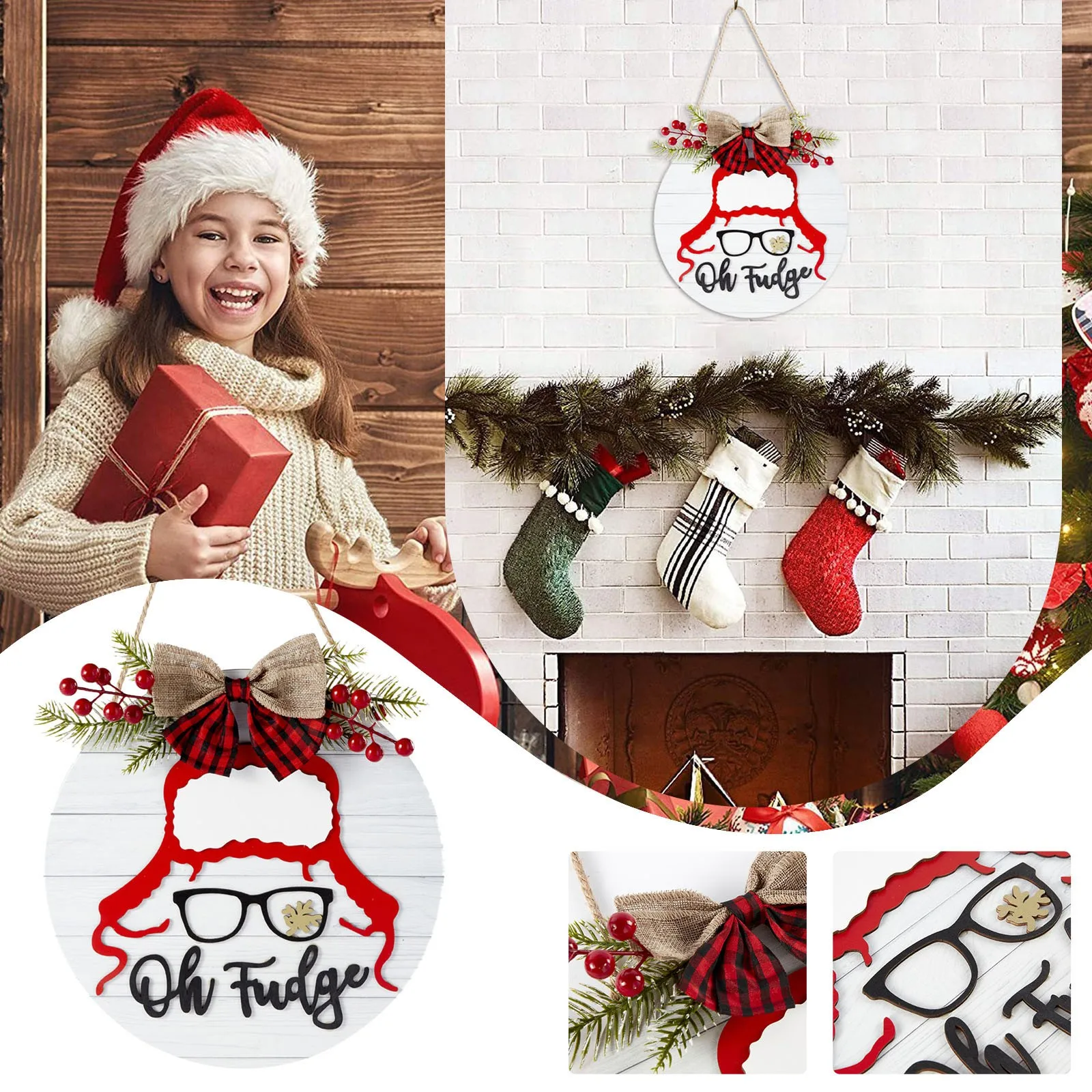 

Merry Christmas Wood Hanging Sign Welcome Front Door Sign Xmas Teal Wall Decorations for Bathroom Front Door Monogram Letters L