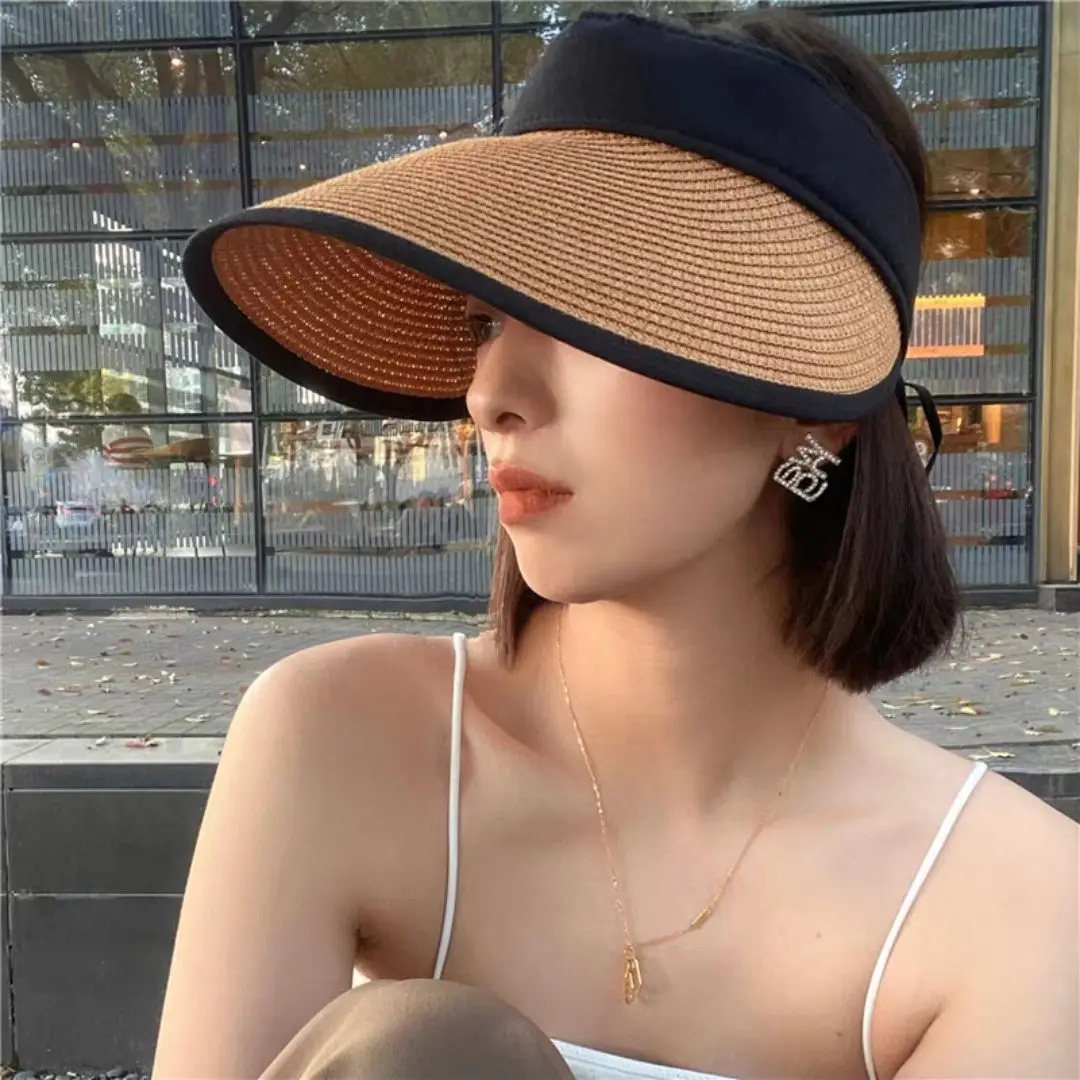 

509816 Women Straw Hat Fashion Luxury Casual Design Natural Soft Shaped Summer Wide Brim Beach Sun Cap UV Protection Fedor New