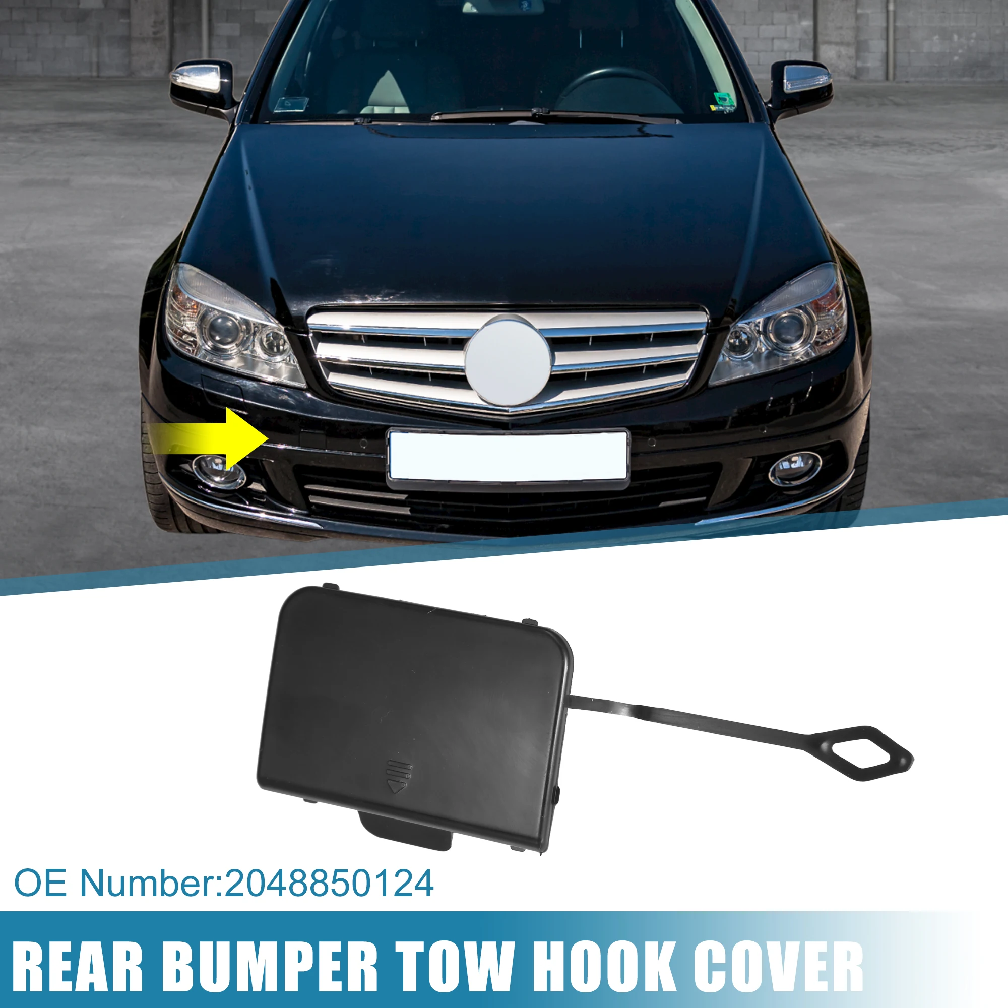

X Autohaux Front Right Bumper Tow Hook Cover 2048850124 for Mercedes-Benz C300 2008-2011 C250 2010-2011 C350 2007-2011 Black